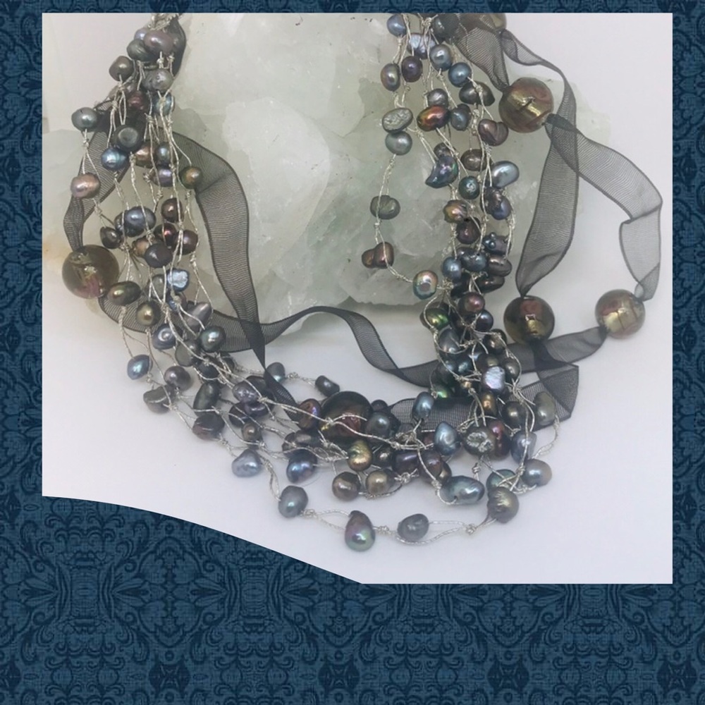 Crochet Fresh Water Pearls & Lampwork Beads